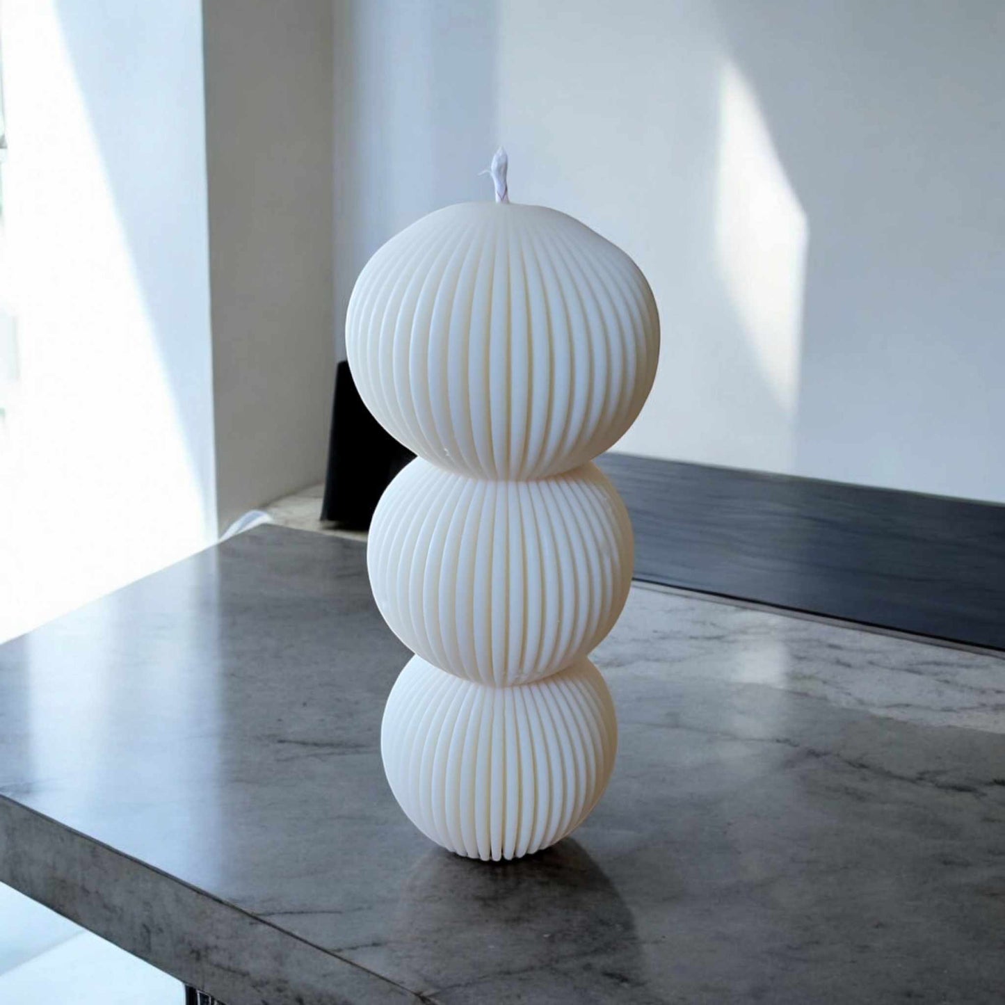 Perfume/ Aftershave Ribbed Pillar Ball Candle